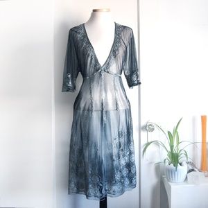 Embroidered Mesh Dress